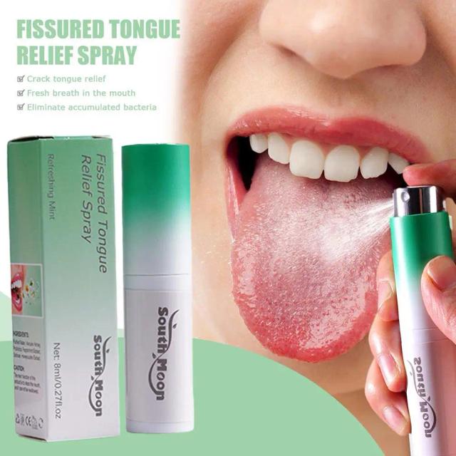 8ml Fissured Tongue Relief Spray Mint Flavor Natural Essence Portable Breath Odor Freshening Mouth Essence Cleaning Spray on Productcaster.