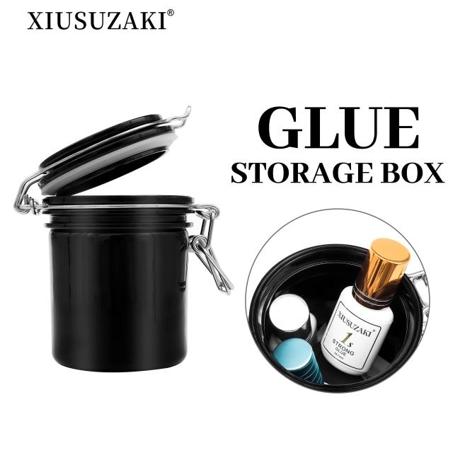 XIUSUZAKI Lash Glue Storage Container Airtight Adhesive Holder for Eyelash Extension Glues Hold 3 Adhesives Sealed Jar Tank Box on Productcaster.