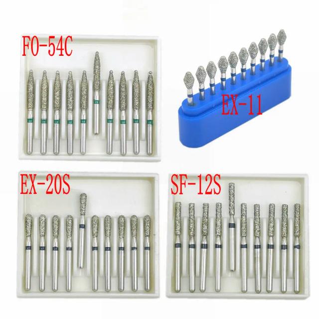 10pcs/box 1.6mm Shank Dental Diamond Burs Drill FG Dia-burs for High Speed Handpiece Burs Dentist Drills on Productcaster.