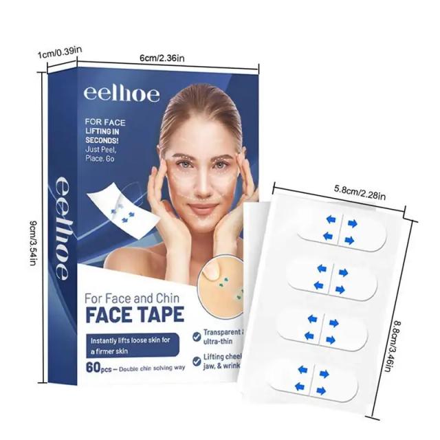 60pcs Invisible Face Lifter Tape Waterproof V Face Adhesive Tape Face Lift Tape Face Lift Tools Anti-Wrinkle Facelifting Patch on Productcaster.