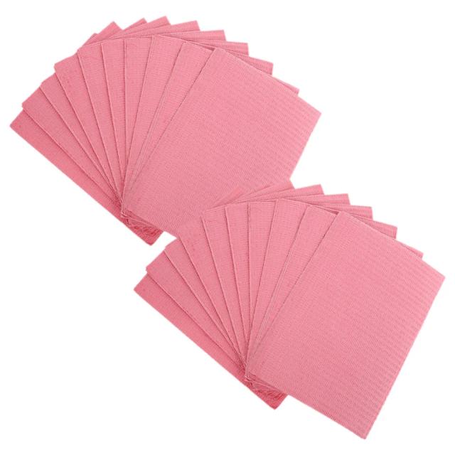 50 Pcs Pink Table Cloth Dental Bib Protection Cover Nail Towels Massage Leakproof Layer Pad Useful Covers Clean Bibs Disposable on Productcaster.