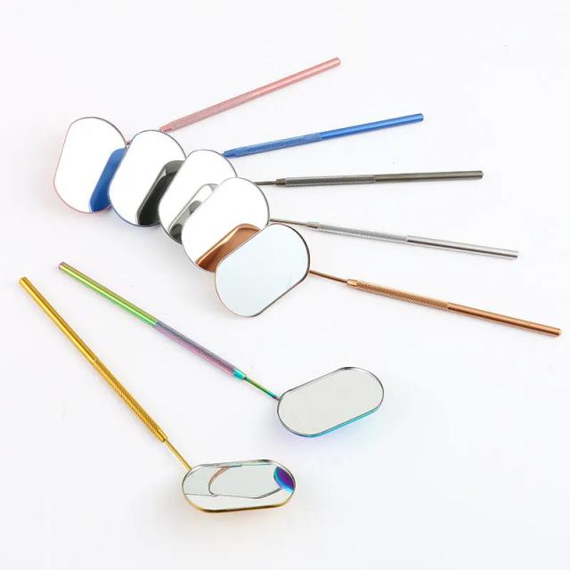 1PC Multi Colors Oval Grafted Lash Mirror Stainless Steel Multifunction Checking Mirror Eyelashes Extension Makeup Tool on Productcaster.