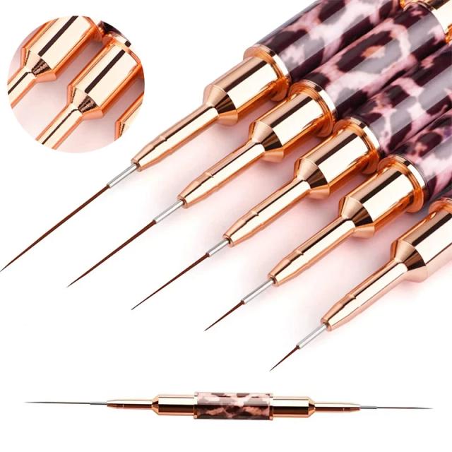 Nail Art Liner Brushes Double Head Leopard Print Acrylic French Stripe Drawing Painting Pen Gel Polish Nail Art Manicure Tools on Productcaster.