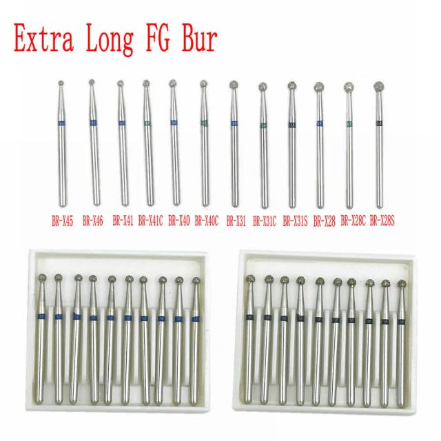 10pcs/pack Extra Long Dental Diamond Burs 25mm FG Dia-burs 1.6mm Shank for High Speed Handpiece Burs Dentist Tools on Productcaster.