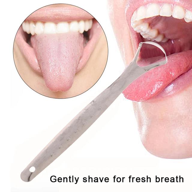 1pc Stainless Steel Tongue Scraper Bad Breath Removal Oral Care Tongue Cleaner Cleaning Brush on Productcaster.