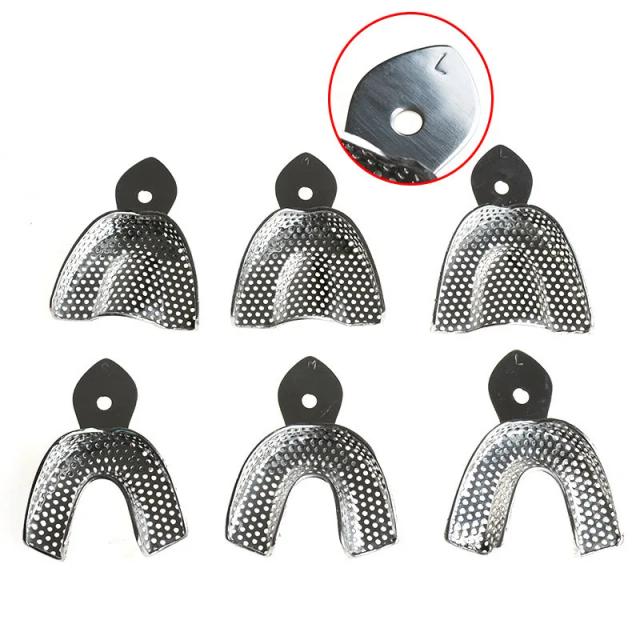 6Pcs/Set Dental Impression Tray Stainless Steel Teeth Holder Trays S/M/L Autoclavable Dentist Tools Tray Dentistry Materials on Productcaster.