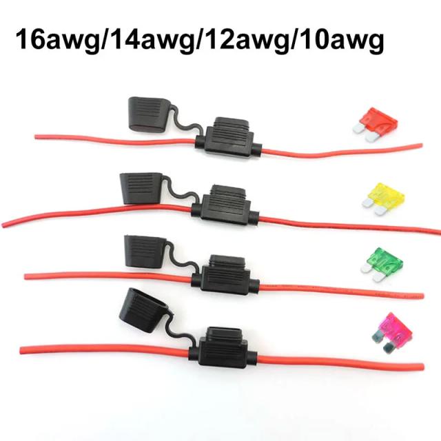 Waterproof Mini Small Medium Auto Fuse Holder 16/14/12/10AWG Car Blade Fuse wire cable 10A 20A 30A 50A fuse Power Socket on Productcaster.