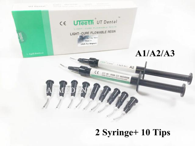 Dental UT Flowable Composite Resin Flow Light Cure Refill Syringe Delivery Tips Total Etch Gel Adhesive Bonding A1 A2 A3 UTeeth on Productcaster.