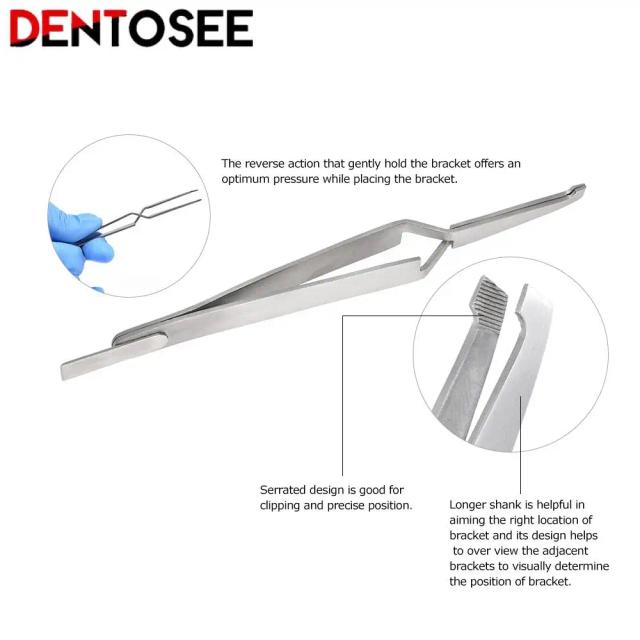 Dental Bracket Tweezers Orthodontic Reverse Action Serrated Dentistry Instruments Stainless Steel Dental Tools Dentisty on Productcaster.