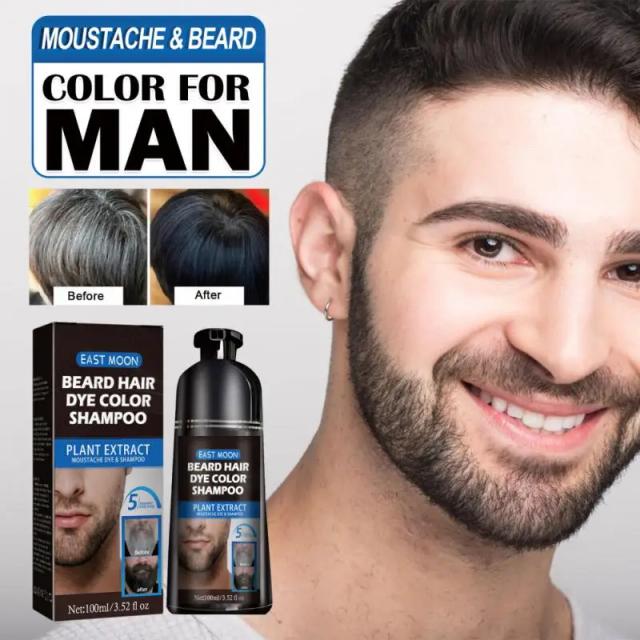 Natural Long Lasting 200ml Permanent Beard Dye Shampoo For Men Beard Dying Removal White Grey Beard Hair Men Beard Dye Shampoo on Productcaster.