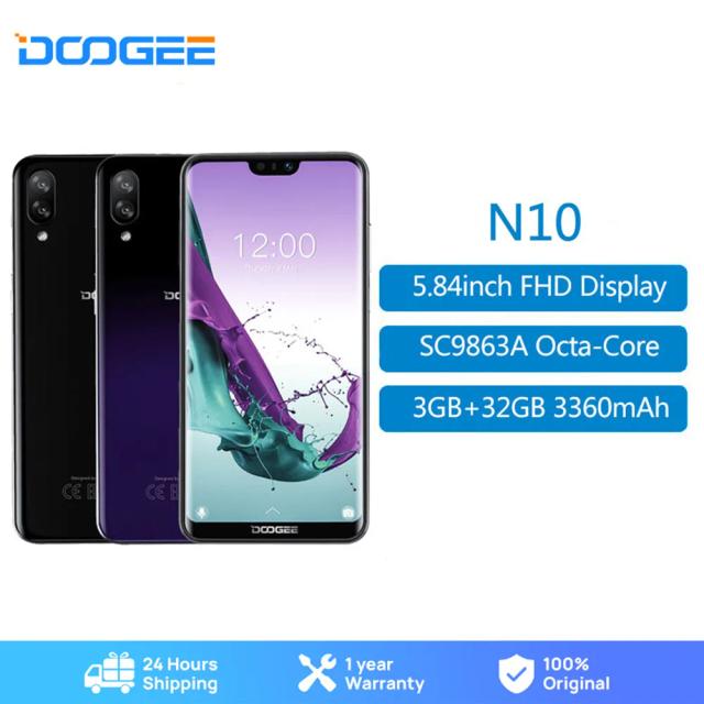 DOOGEE N10 Mobile Phone 16MP Front Camera 3GB RAM 32GB ROM SC9863A Octa Core 5.84inch FHD+ 19:9 Display 3360mAh Android 8 4GLTE on Productcaster.