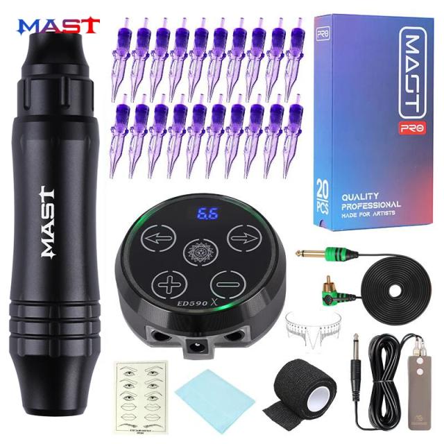 Mast Rotary Tattoo Machine Kit P10 Ultra Tattoo Pen RCA Interface LED Display Power Supply Permanent Makeup Pro Cartridge Set on Productcaster.