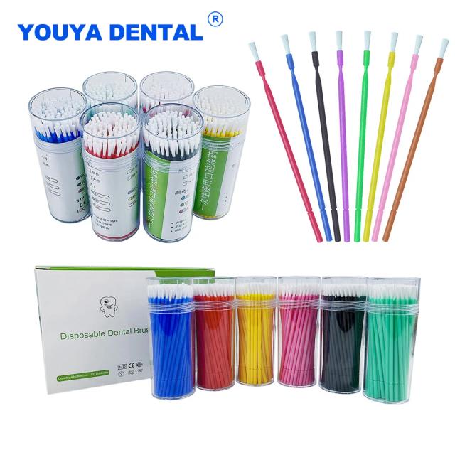 100PCS/Bottle Dental Disposable Micro Brushes Applicators Extension Cleaning Bendable Odontologia Microblade Makeup Cleaner tool on Productcaster.