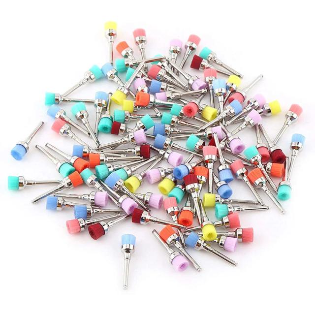 100pcs/set Dental polishing Brushes Disposable Nylon Bowl Cup Shape flat latch Prophylaxis brush Used for stain removal Mixed on Productcaster.