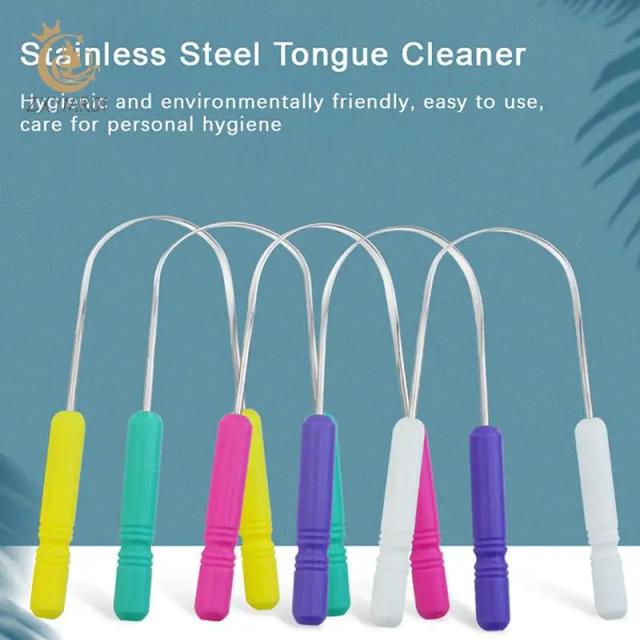 Tongue Scraper ABS Plastic Handle Tongue Coating Cleaner Reduce Bad Breath Reusable Oral Cleaning Scraper Tongue Cleaning Brush on Productcaster.