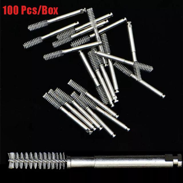 100Pcs/Box Dental Root canal Cleaning Brush Sharp Flat Cusp Head Clean Tooth Interdental Dentist Lab Instrument Tools on Productcaster.