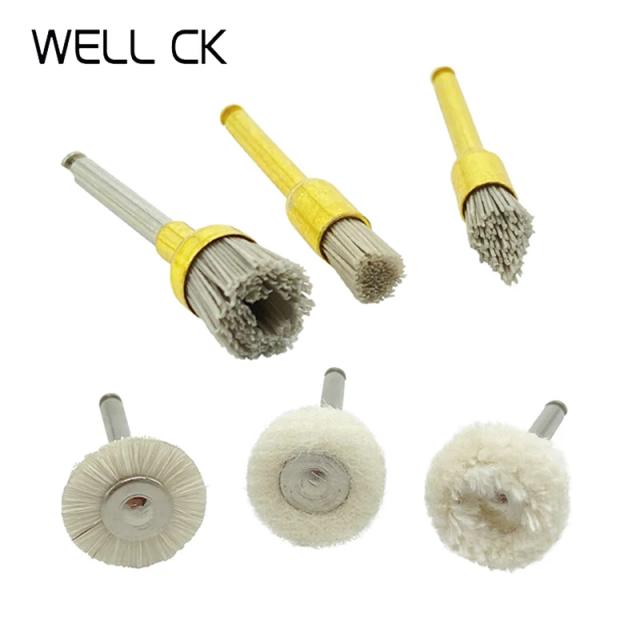 5pcs RA Shank Dental Polishing Brush Drill Wheel Materials Cotton Felt Goat Wool Alumina Tools Dia 10mm Handpiece Rotary Tools on Productcaster.