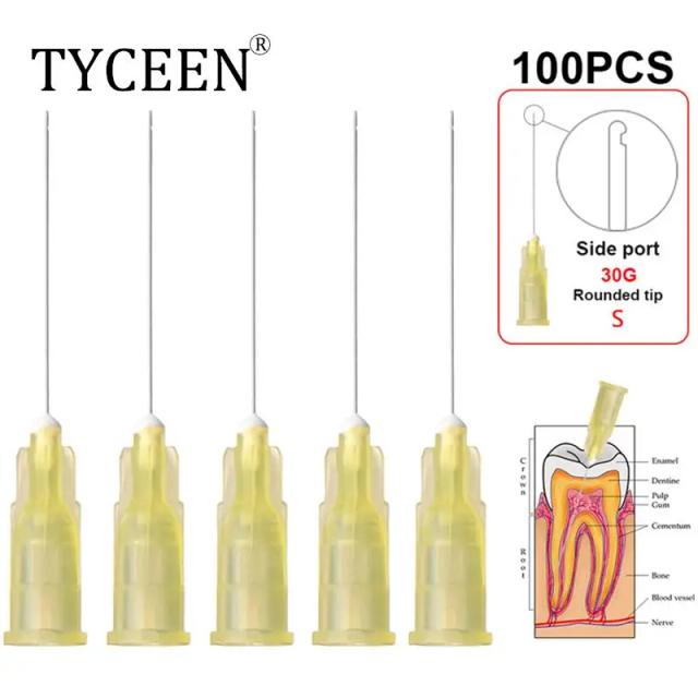 100pcs Dental Endo Irrigation Needle Tip 25G/27G/30GA 30G End-Closed Side Hole Endo Syringe Root Canal Washing Needle Tip on Productcaster.