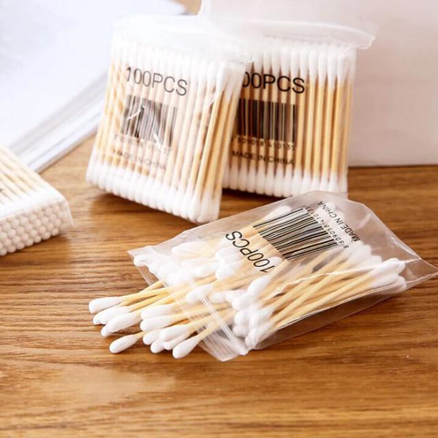 100 Double Head Cotton Swab Makeup Lipstik Cotton Buds Tip Sticks Nose Ear Cleaning Health Care Tools Make Up Wood Stick Nose on Productcaster.