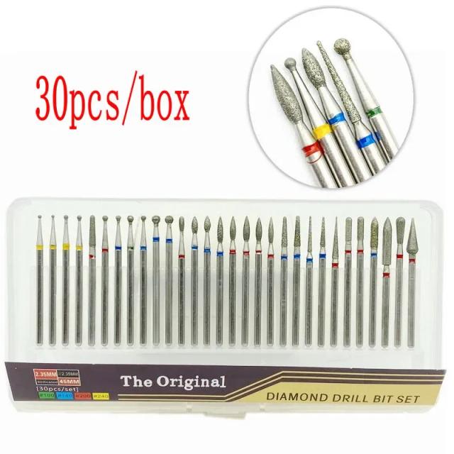 30pcs/set Diamond Grinding Burs Engraving Carving Polishing Glass Jade Stone Drill Bit Dental/nail Rotary Tool Set on Productcaster.