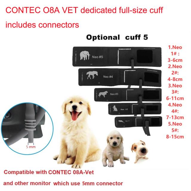 Vet Use Cuff Animals Cuff CONTEC08A Veterinary Blood Pressure Monitor Cuff 5 types Mouse/Cat/Dog/Horse/Elephant With Connector on Productcaster.