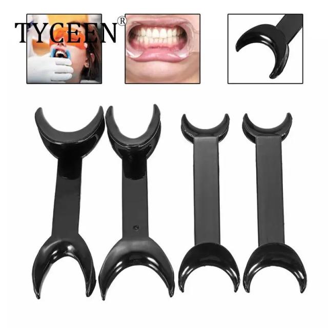 4pcs Dental Tool T-Shape Black Intraoral Cheek Lip Retractor Opener Double Head Orthodontic Teeth Mouth Opener Size Small+Large on Productcaster.