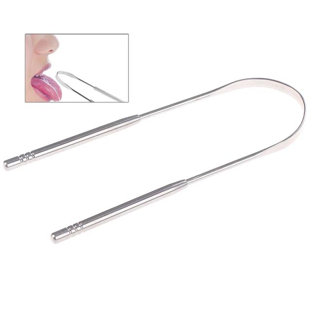 1 Pc Stainless Steel Tongue Cleaner Scraper Oral Care Bad Breath Sweeper Tool on Productcaster.