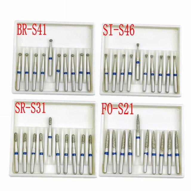 10pcs/box Dental Diamond Burs Drill for High Speed Handpiece Burs Dentist Drills1.6mm Shank FG Diamond Burs on Productcaster.