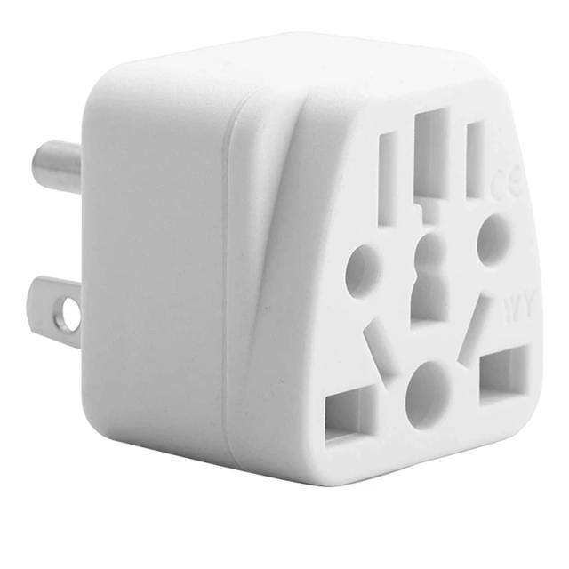 3X US Travel Plug Adapter EU/UK/AU/In/CN/JP/Asia/Italy/Brazil To USA (Type B), 3 Prong USA Plug, Charger Converter White on Productcaster.