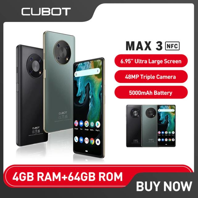 Cubot MAX 3 Smartphone Android 11 Ultra Large Screen Mini Tablet 6.95 Inch 4GB+64GB Mobile Phone 48MP Triple Camera 5000mAh NFC on Productcaster.