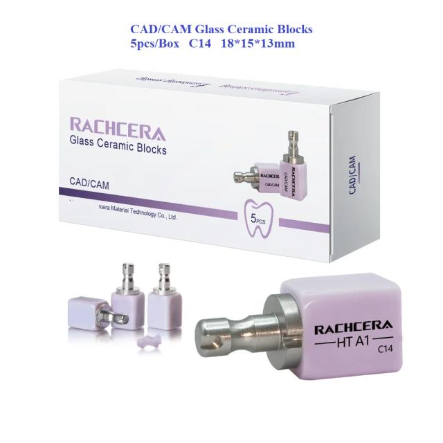 5PCS CAD/CAM Dental Lithium Glass Ceramic Block C14 Li-Disilicate Glass Ceramics Blocks 18*15*13mm Rachcera Dental Ceramic Block on Productcaster.