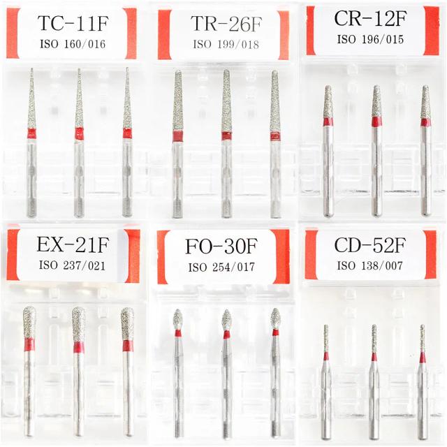 1Pack(3pcs) Dental Diamond Burs Red Fine Polisher Drill Tools FG 1.6mm High Speed Handpiece Polishing DIA-BURS Dentist Materials on Productcaster.