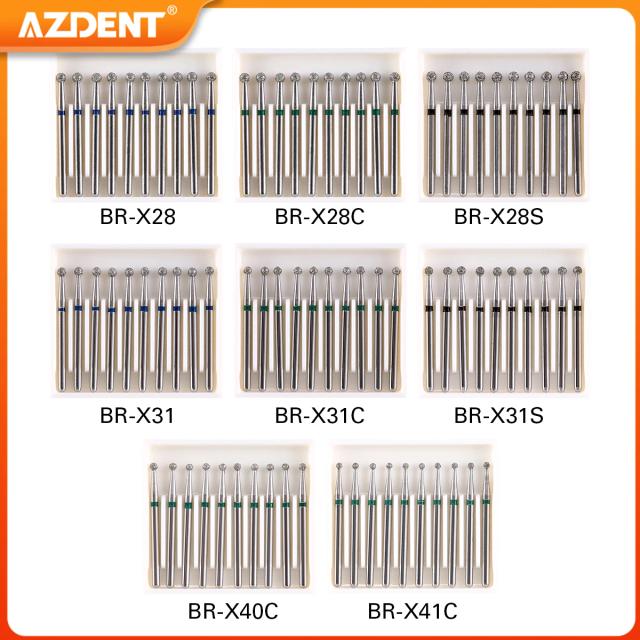 AZDENT Dental Diamond Bur 1.6mm FG Burs for High Speed Handpiece Ball Round Type Speed 450,000r/min on Productcaster.