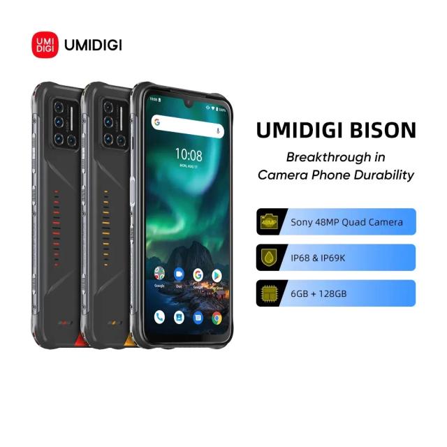 Original UMIDIGI BISON IP68/IP69K Waterproof Rugged Mobile Phone 48MP 6.3" FHD+ Display 6GB/8GB+128GB NFC 4G Smartphone on Productcaster.