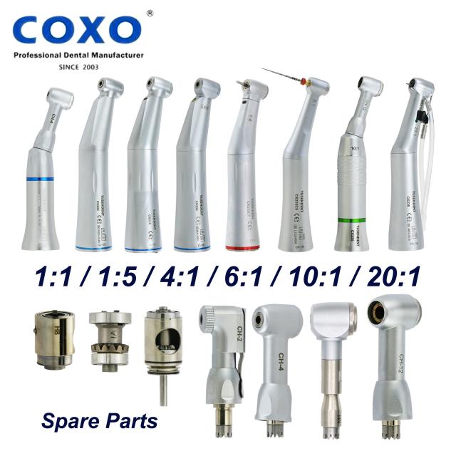 COXO Dental Implant Endodontic Low Speed 1:1 6:1 10:1 20:1 Increasing 1:5 LED Fiber Optic Contra Angle Handpiece Fit KAVO NSK on Productcaster.