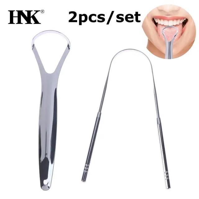 2Pcs Tongue Scraper Stainless Steel Tongue Cleaner Bad Breath Removal Oral Care Tools on Productcaster.