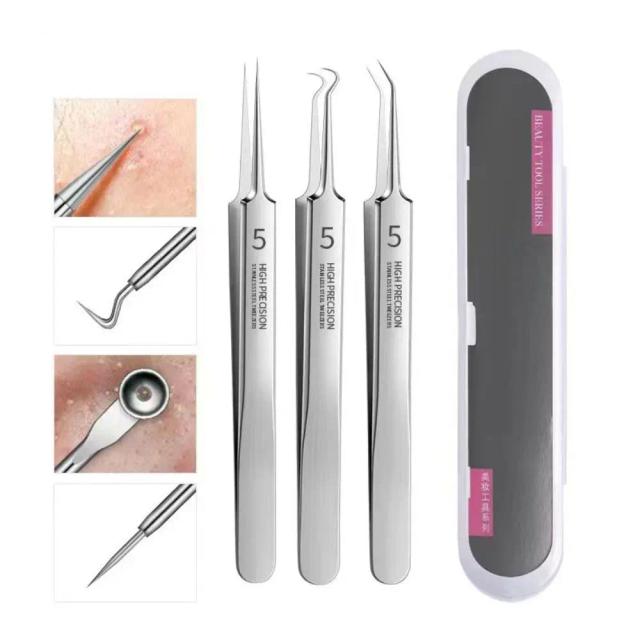 8pcs/set Ultra-fine Beauty Salon Facial Care Deep Cleaner Cell Clip Blackhead Tweezers Acne Needle Pimple Remover on Productcaster.