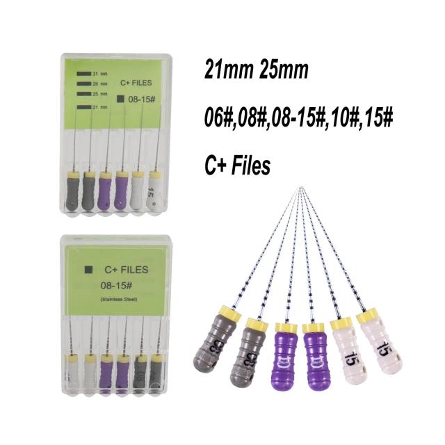 Dental Instrument Hand files Endo Root Canal Files Endodontic Files 21mm 25mm Dental Endo C+ Files 1 Pack(6pc) on Productcaster.