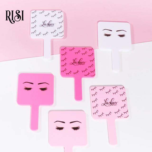 RISI Hand Mini Mirror SPA Salon Compact Mirror Makeup Mirror For Eyelash Extension Square Handheld Cosmetic Mirror With Handle on Productcaster.