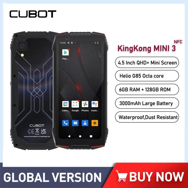 Cubot KingKong MINI 3 Smartphones Octa-Core 6GB+128GB Dual SIM 4.5Inch NFC 3000mAh 48MP Triple Camera 4G Waterproof Rugged Phone on Productcaster.