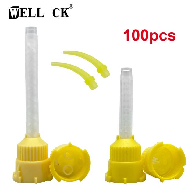 100/200/300pcs Disposable Dental Impression Mixing Tips Yellow 1:1 Intraoral Tip For Impression Material Nozzles Mixing Tube on Productcaster.