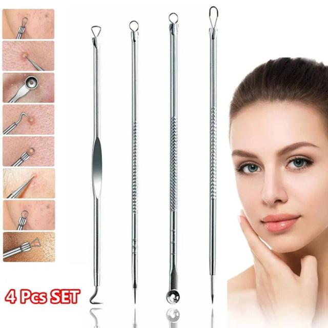 Scraping & Closing Facial Care Deep Cleaner Blackhead Tweezers Pimple Remover Acne Needle 4x Blackhead Remover Tool Kit on Productcaster.