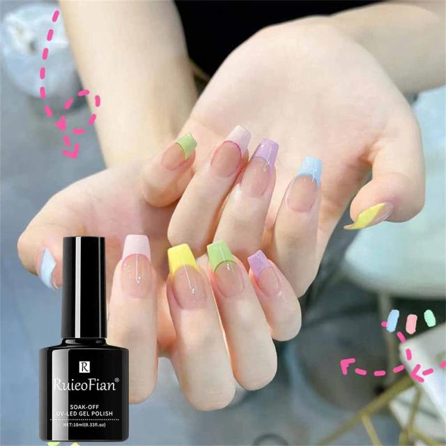 Macaron Nail Polish Solid Nail Polish Trendy Color Full Color Solid Color Nail Art Nail Polish Macaron Easy To Extend Colorful on Productcaster.