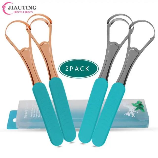 1pcs Travel Portable Double Layer Tongue Scraper Reusable Stainless Steel Oral Mouth Brush Case Non-slip Handle Tongue Scraper on Productcaster.