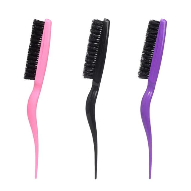 Boar Bristle Comb Hair Teasing Brush Hairdressing Comb Natural Boar Bristle Hair Combing Brush Line Styling Comb C1FF on Productcaster.