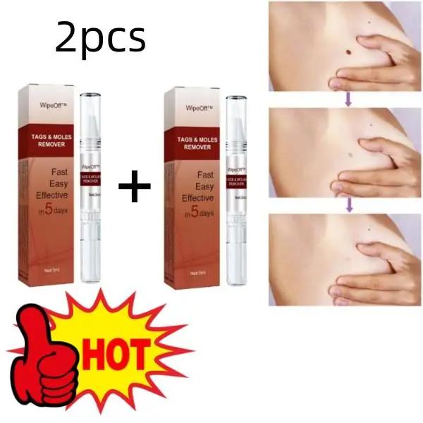 2Pcs Moles And Tag Removal Wiper Wipe Off Tags Liquid Remover Blemish Wart Removal Pen Face Body Skin Care Essence on Productcaster.