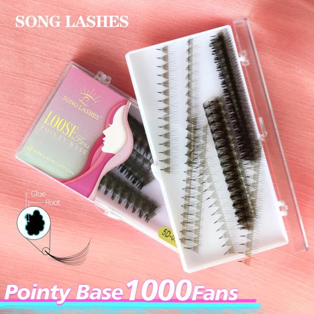 Song Lashes 1000 Fans Sharp Narrow Stem Premade Volume Fans Lash Pointy Base Premade Fans Slim Thin Lash Eyelashes on Productcaster.