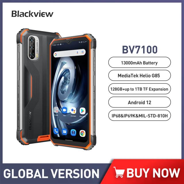 Blackview BV7100 Rugged Phone 6.58'' Waterproof Cell Phone 6GB 128GB 13000mAh Andriod 12 Octa Core Mobile Phone on Productcaster.