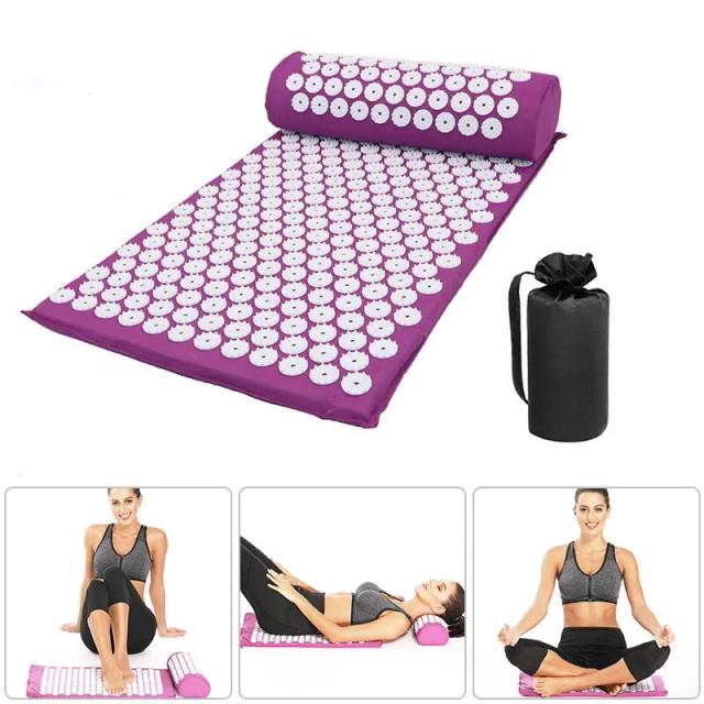 Yoga Massage Mat Acupressure Relieve Stress Back Cushion Massage Yoga Mat Back Pain Relief Needle Pad With Pillow on Productcaster.