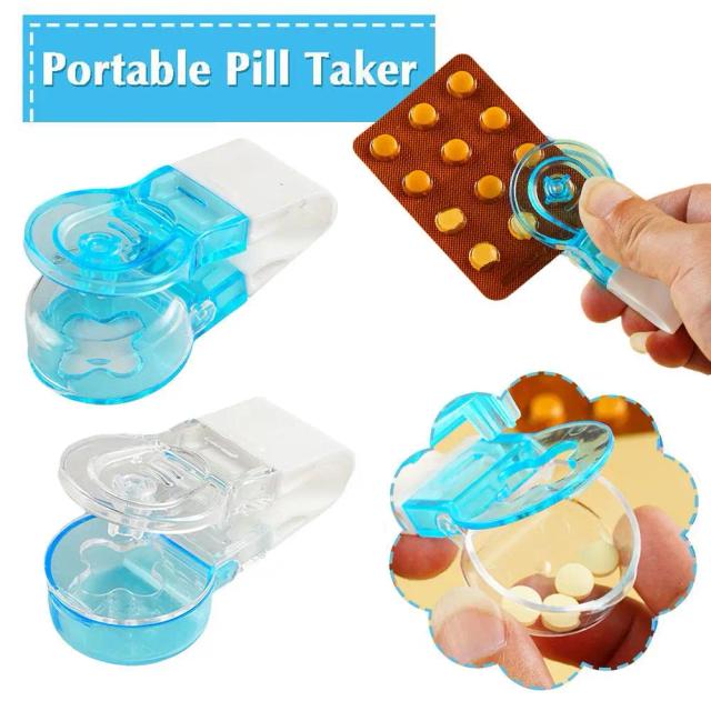 Portable Pill Taker Anti Pollution Artifact Pill Popper Pill Reusable Cup Medicine Travel Medication Organizer Dispenser on Productcaster.